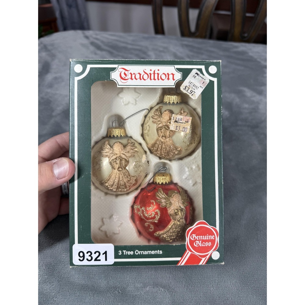 Vintage Tradition Glass Christmas Tree Ornaments Angels Set of 3 West Germany